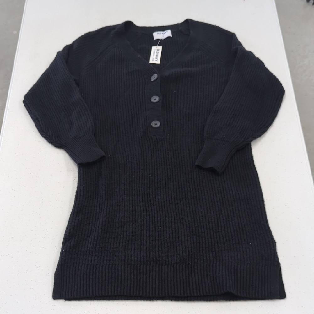 Black Button-Up Sweater Dress XS